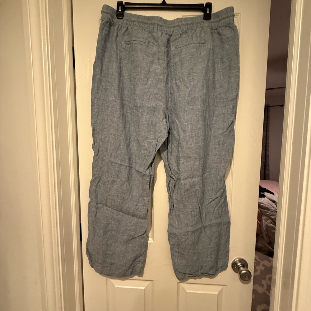 Athleta Retreat Linen Wide Leg Pants -- light blue -- sz 18 - Picture 7 of 9